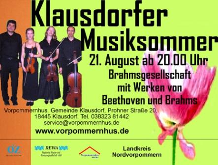 Klausdorfer Musiksommer 2010 Konzert mit dem Klavierquartett der BG